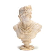 A late 19th / early 20th century Italian carved white alabaster bust of the Apollo Belvedere aft... (1 of 1)