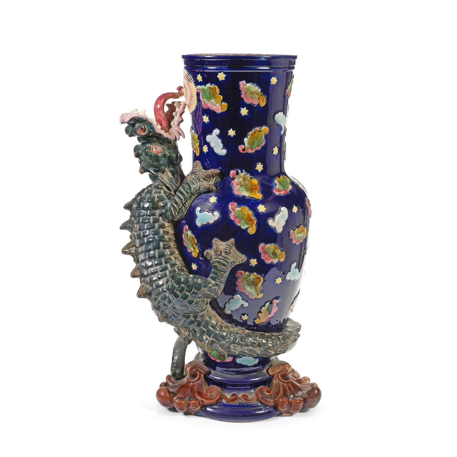 A late 19th/early 20th century majolica dragon umbrella / stick stand (1 of 1)