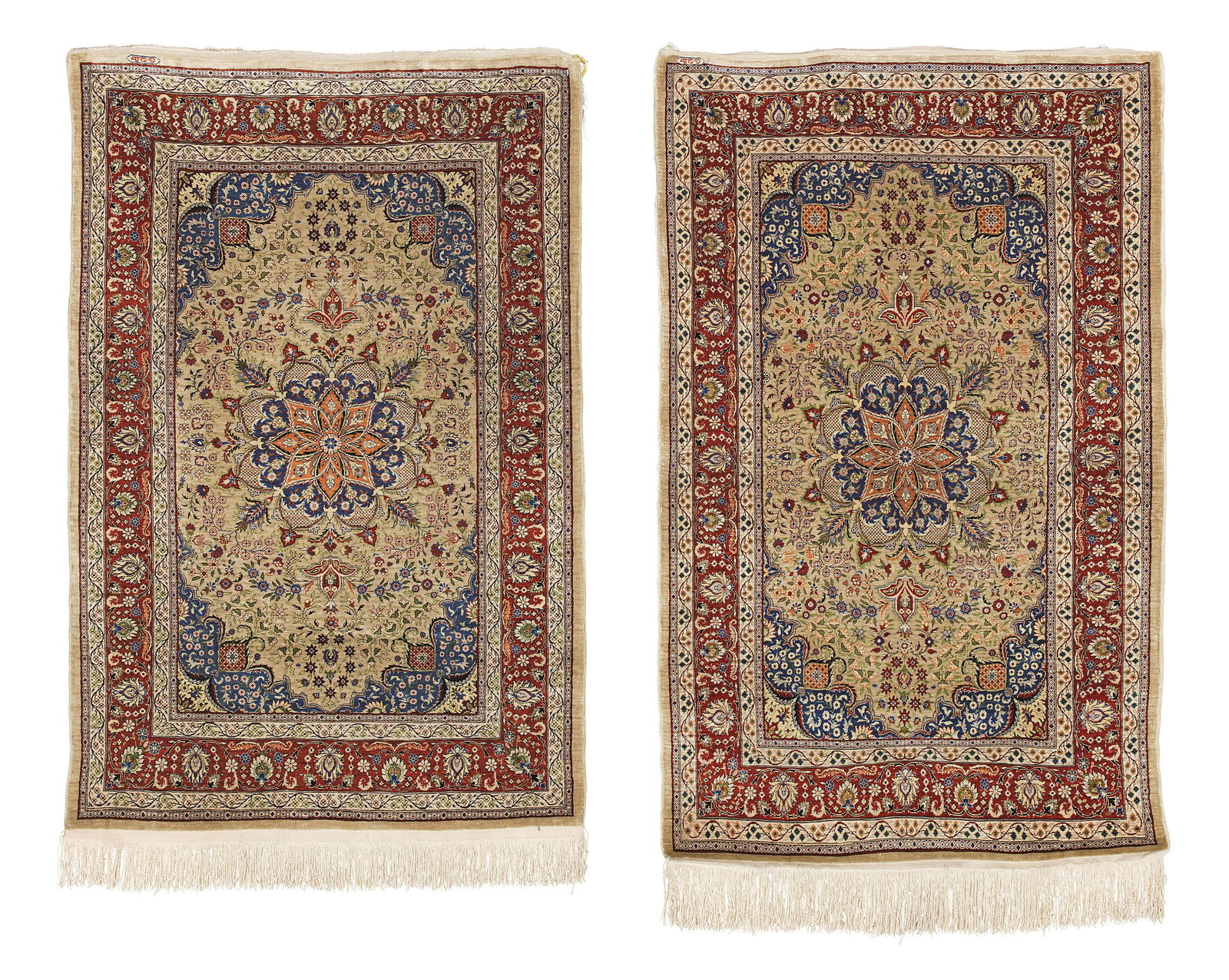 A near pair of signed Hereke silk rugs West Anatolia  130cm x 84cm, 2 (1 of 1)