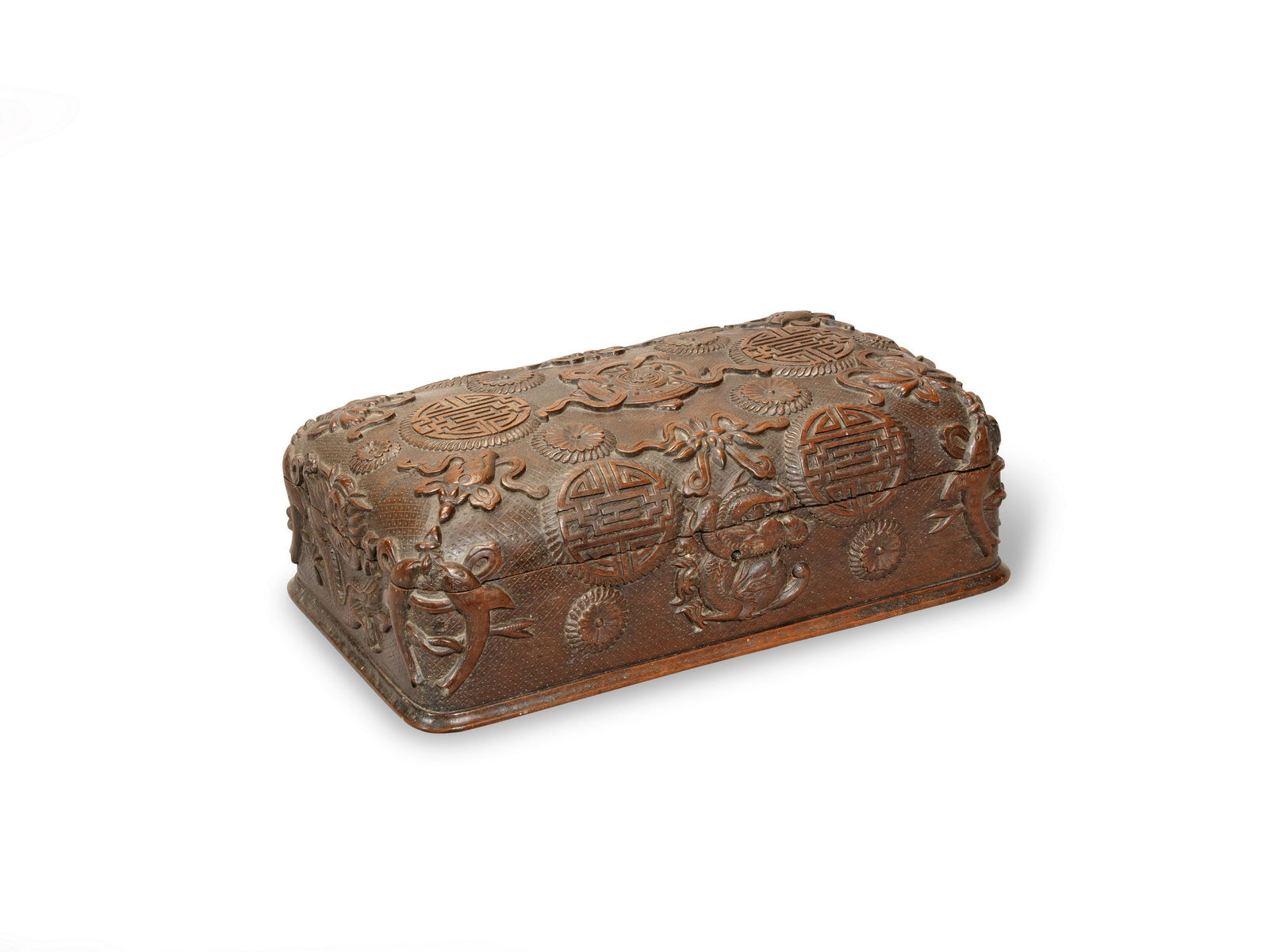 A Chinese carved hardwood box late Qing dynasty, circa 1900 (1 of 1)