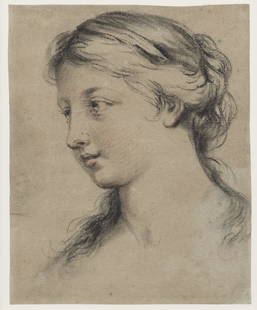 Attributed to Charles-Andr&#233;, called Carle van Loo (Nice 1705-1765 Paris) Study of a girl: Attributed to Charles-Andr&#233;, called Carle van Loo (Nice 1705-1765 Paris) Study of a girl black and red chalk on buff paper 19.6 x 15.7cm (7 11/16 x 6 3/16in).