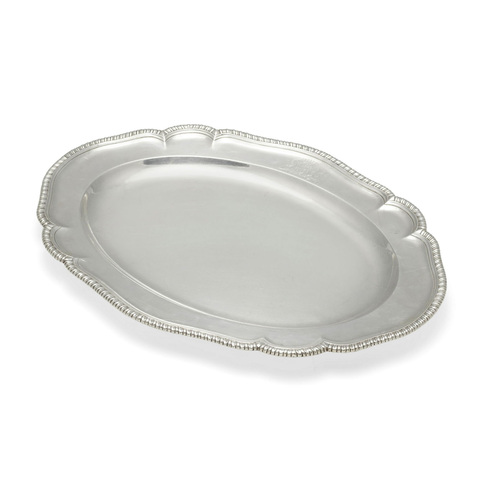 A GEORGE II SILVER GADROON EDGE OVAL SERVING TRAY by Daniel Piers, London, 1751 (1 of 1)