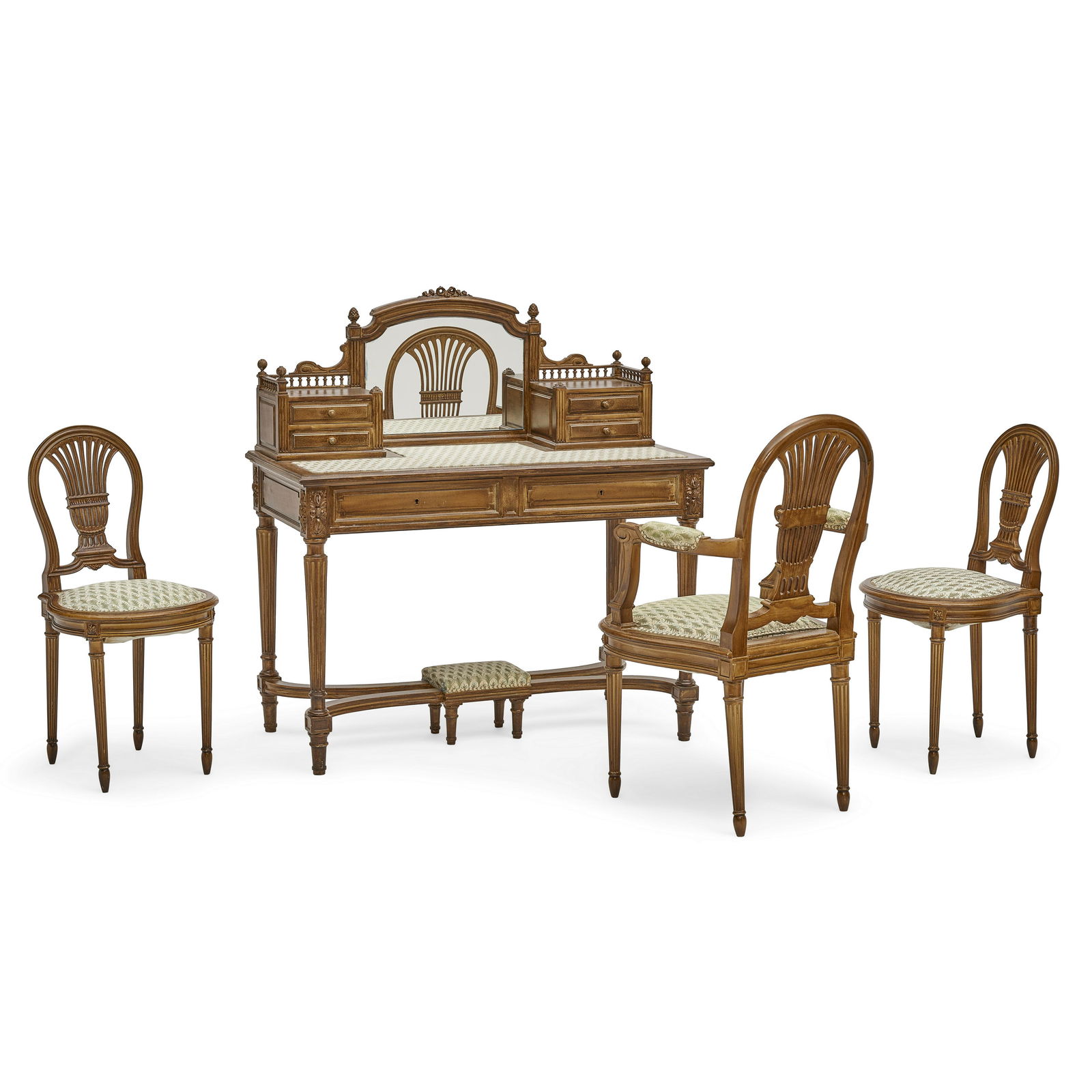 A LOUIS XVI STYLE LADY'S DESK AND THREE CHAIRS20th century (1 of 2)
