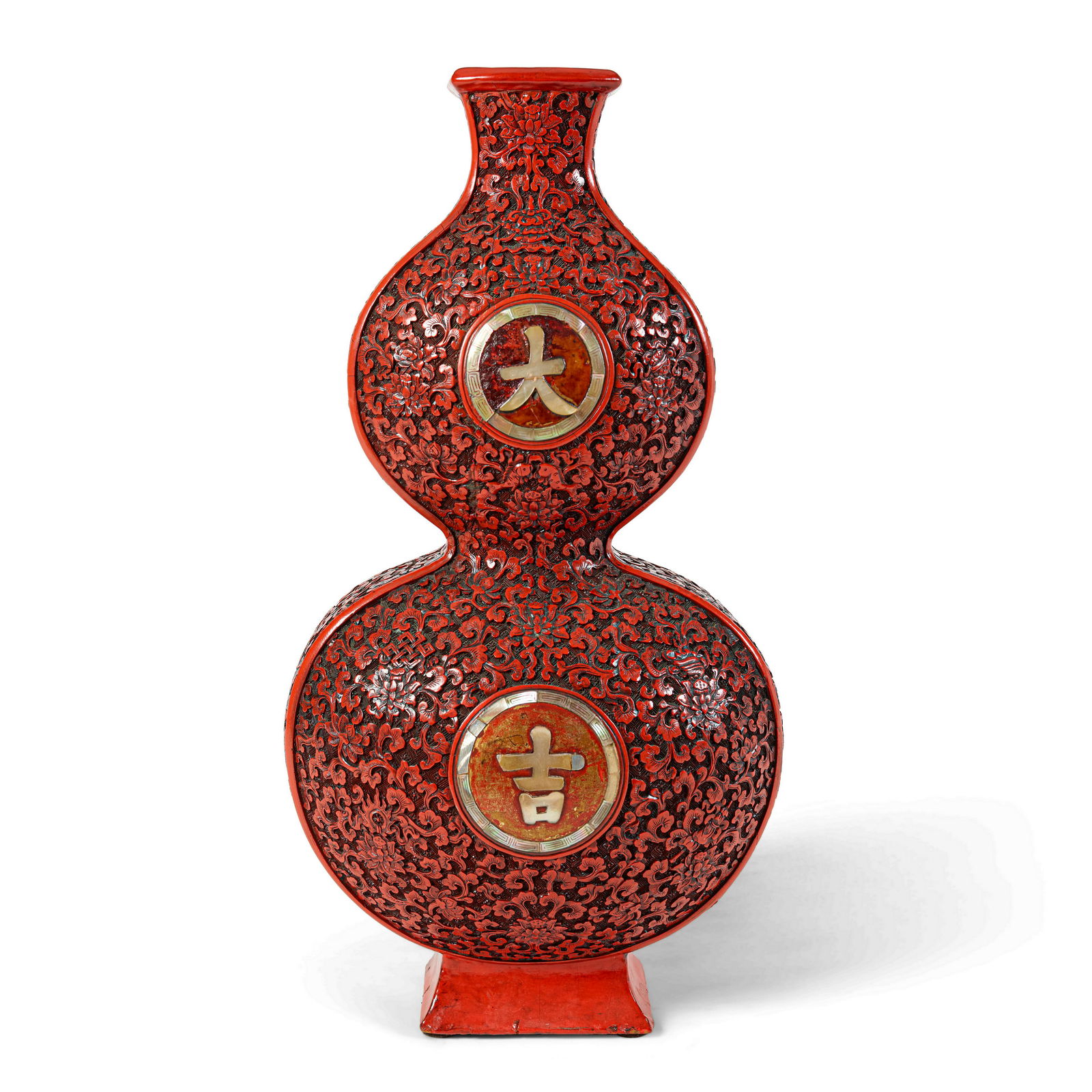 A CHINESE CINNABAR LACQUERED 'DAJI' DOUBLE GOURD VASE19th century (1 of 1)