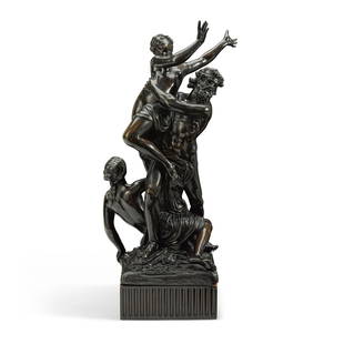 A FRENCH PATINATED BRONZE FIGURAL GROUP: PLUTO ABDUCTING PROSERPINEAfter Francois Girardon, circ...: A FRENCH PATINATED BRONZE FIGURAL GROUP: PLUTO ABDUCTING PROSERPINE After Francois Girardon, circa 1700 On a faux bronze base. height of bronze 22in (56cm); height overall 25in (63.5cm) Footnotes: Fra