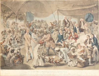 Johann Joseph Zoffany (British, 1733-1810) After Johann Joseph Zoffany (British, 1733-1810) Colo...: Johann Joseph Zoffany (British, 1733-1810) After Johann Joseph Zoffany (British, 1733-1810) Colonel Mordaunt's Cock Match. At Lucknow in the Province of Oude in the Year 1786 at Which Were Present Sev