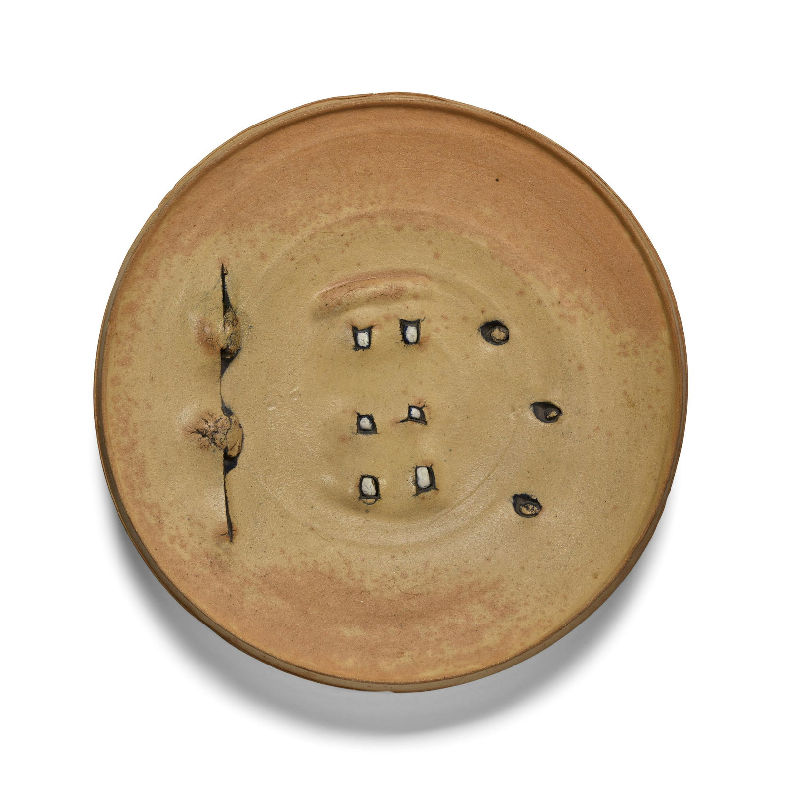 PETER VOULKOS (1924-2002) Untitled Plate, 1973: PETER VOULKOS (1924-2002) Untitled Plate, 1973 signed and dated 'VOULKOS 73' (on the reverse) stoneware with porcelain 18 1/2 x 18 1/2 in. 47 x 47 cm. Footnotes: Provenance Ed Primus, Lo