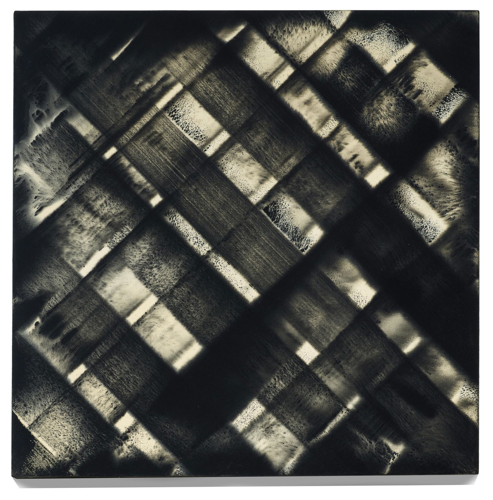 ED MOSES (1926-2018) #1 Blk/White, 2013: ED MOSES (1926-2018) #1 Blk/White, 2013 signed, titled and numbered '#1 BLK/WHITE Y BRANCO 213' (on the overlap) acrylic on canvas 24 x 24 in. 61 x 61 cm. Footnotes: Provenance Leslie Sa