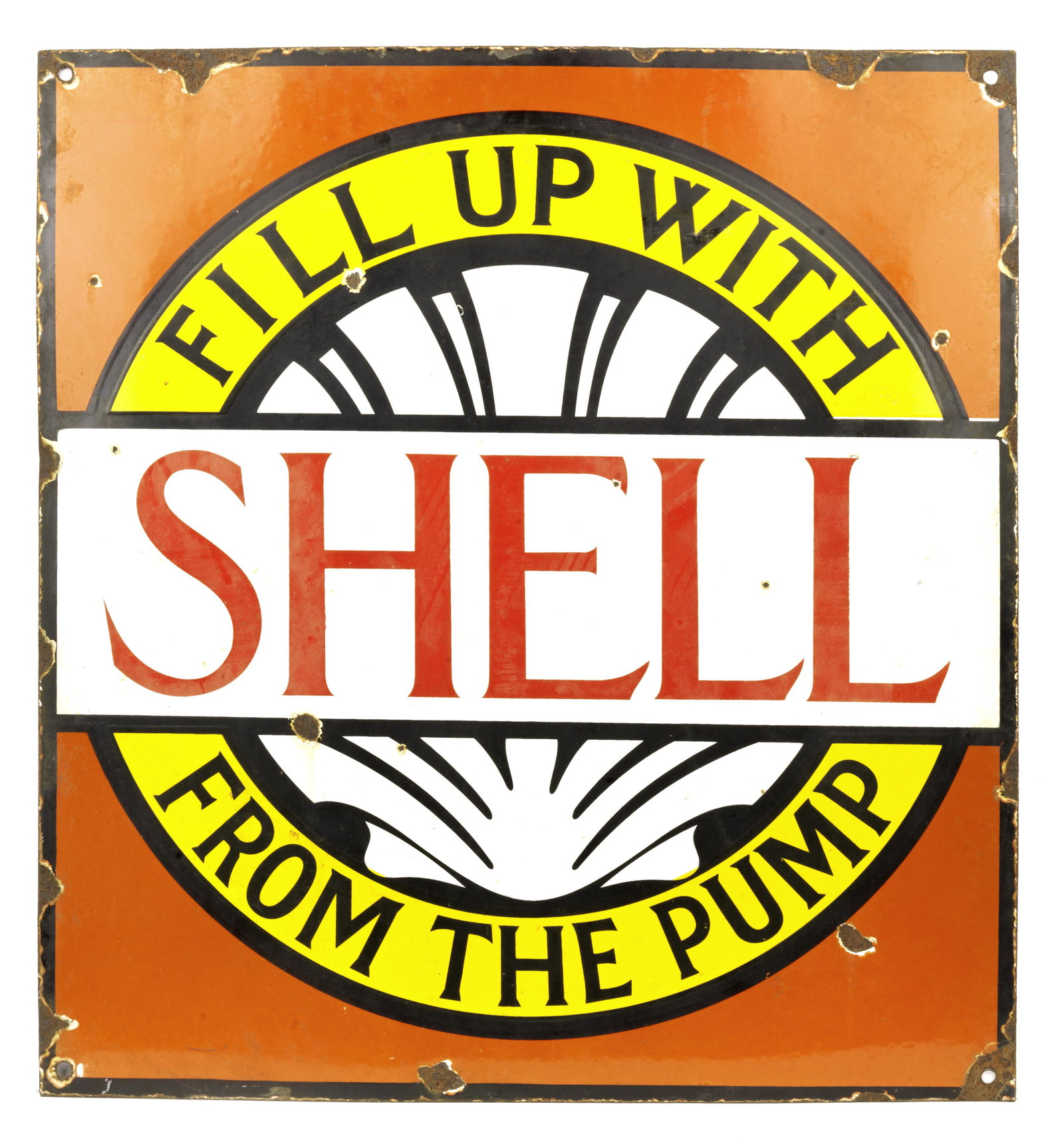 A 'Fill Up With Shell From The Pump' enamel sign, (1 of 1)