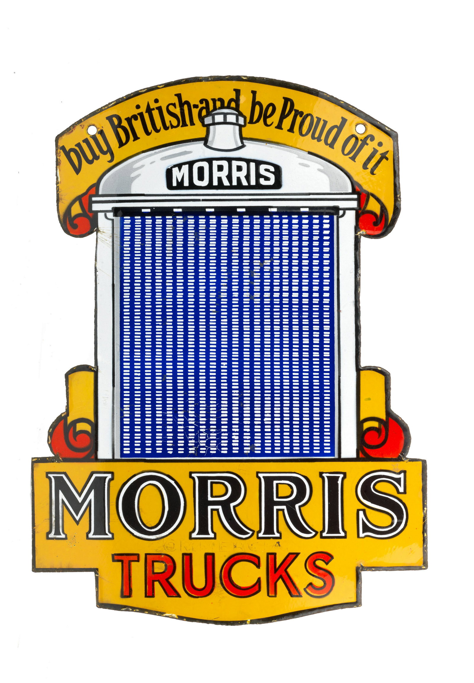 A 'Morris Trucks' double-sided shaped enamel sign, 1930s, (1 of 1)