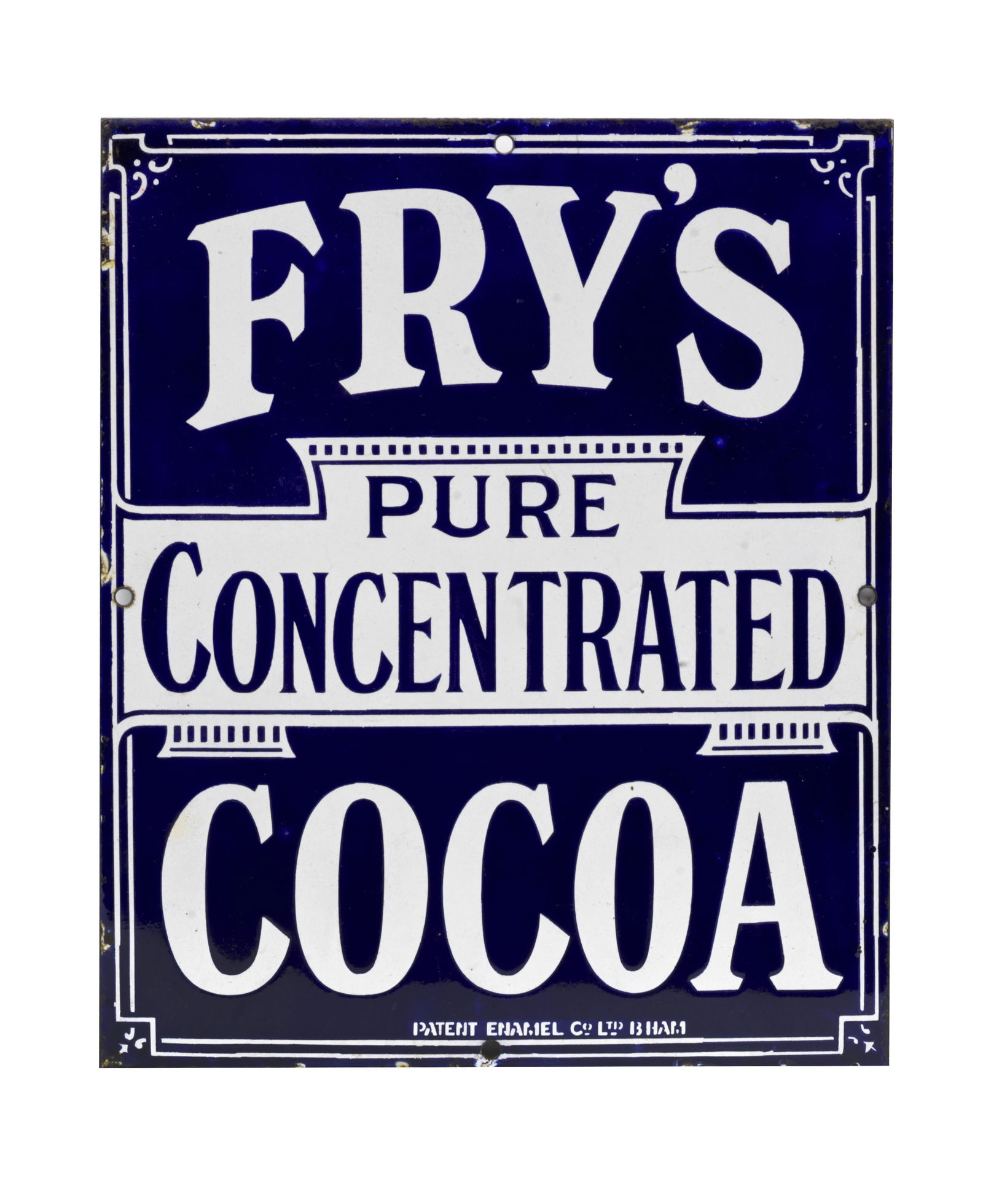 A Fry's Pure Concentrated Cocoa enamel sign, (1 of 1)