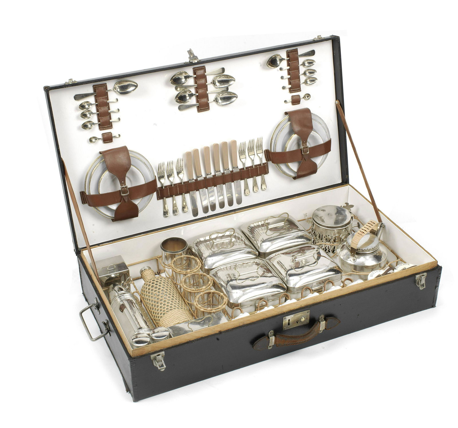 A large cased picnic set for six persons by G W Scott & Sons, circa 1909, (1 of 1)