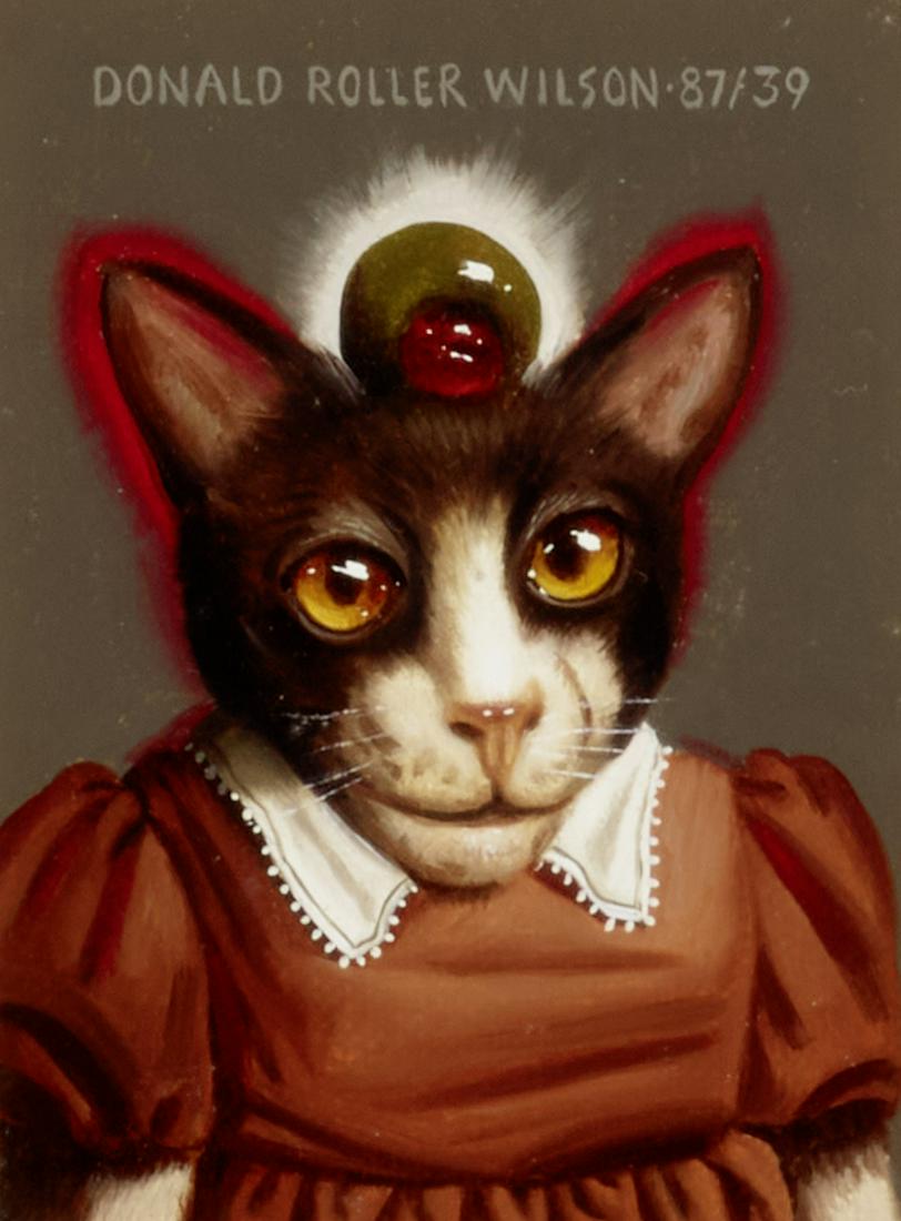 DONALD ROLLER WILSON (BORN 1938) One of Kathleen's Friends...1987oil on linen over mahogany pane...: DONALD ROLLER WILSON (BORN 1938) One of Kathleen's Friends... 1987 oil on linen over mahogany panel signed and dated 'DONALD ROLLER WILSON-87/39' (along top edge) 4 x 3in (10.2 x 7.6cm) Footnotes: Pro