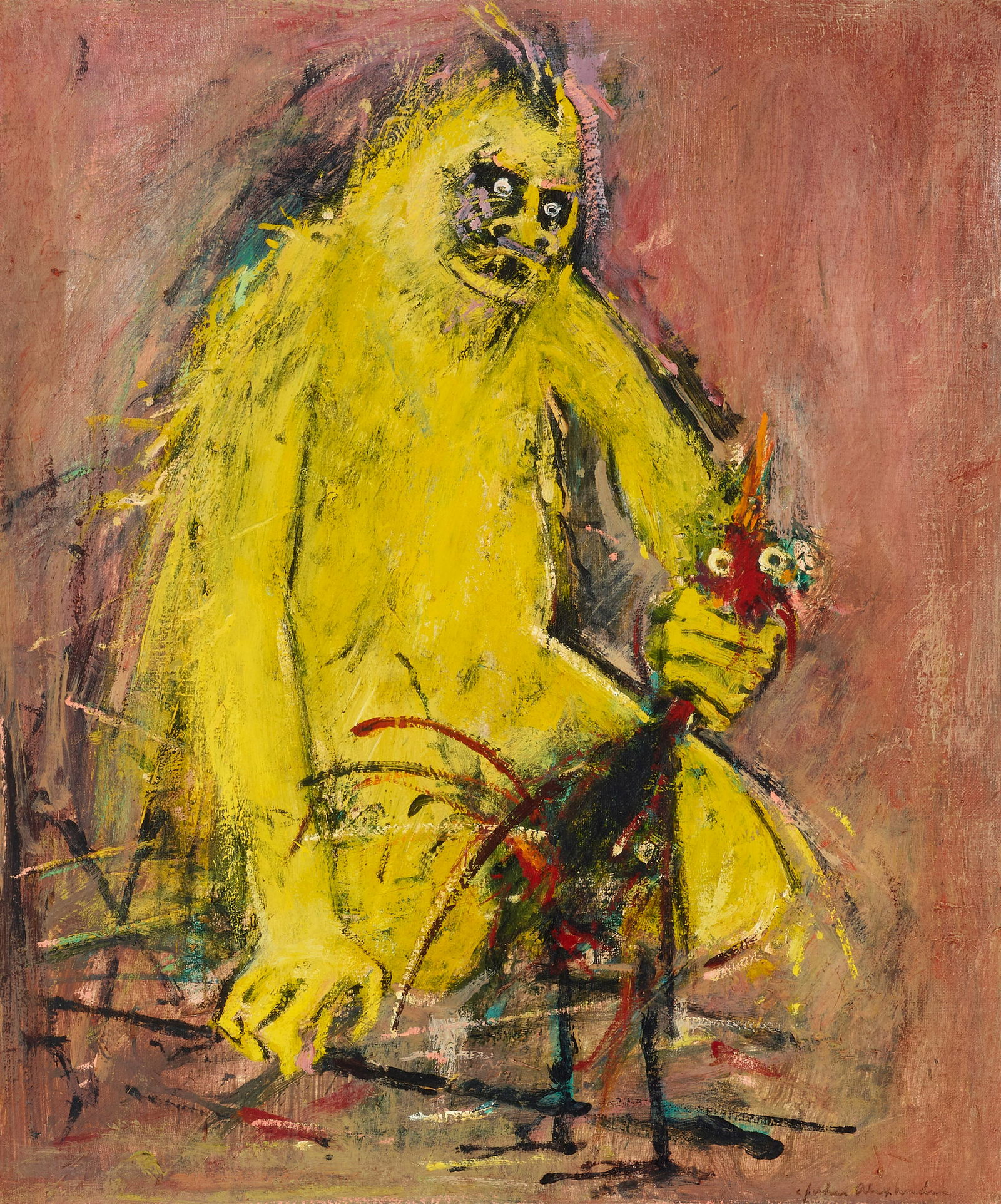 JOHN ALEXANDER (BORN 1945) Monkey Choking Chicken1986oil on canvassigned 'John Alexander' (lower...: JOHN ALEXANDER (BORN 1945) Monkey Choking Chicken 1986 oil on canvas signed 'John Alexander' (lower right) 23 3/4 x 19 3/4in (60.3 x 50.2cm) Footnotes: Exhibited Museum of Fine Arts, Houston, Texas, '