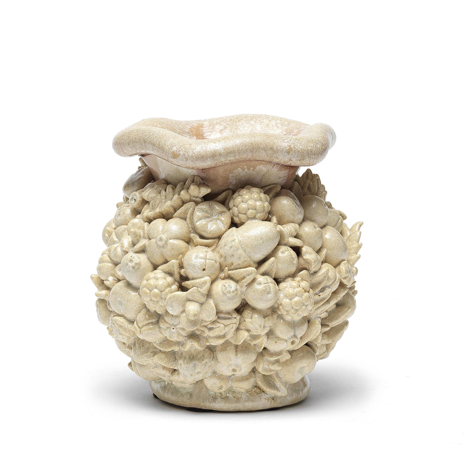 Kate Malone (British, 1959) Cotignac Wild Bouquet Bay Bud IV: Kate Malone (British, 1959) Cotignac Wild Bouquet Bay Bud IV signed 'Kate/Malone' (on the underside) stoneware with cream pearlescent glaze, and pooled green and purple interior glaze 11.4 cm. (4 1/2