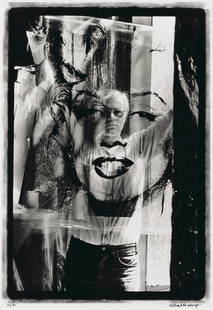 William John Kennedy (American, born 1930); Warhol Holding Marilyn Acetate II;: William John Kennedy (American, born 1930)Warhol Holding Marilyn Acetate II, 1964Gelatin silver print, printed later; signed, titled, dated and numbered '25/60' in pencil on the verso. 23 x 16in