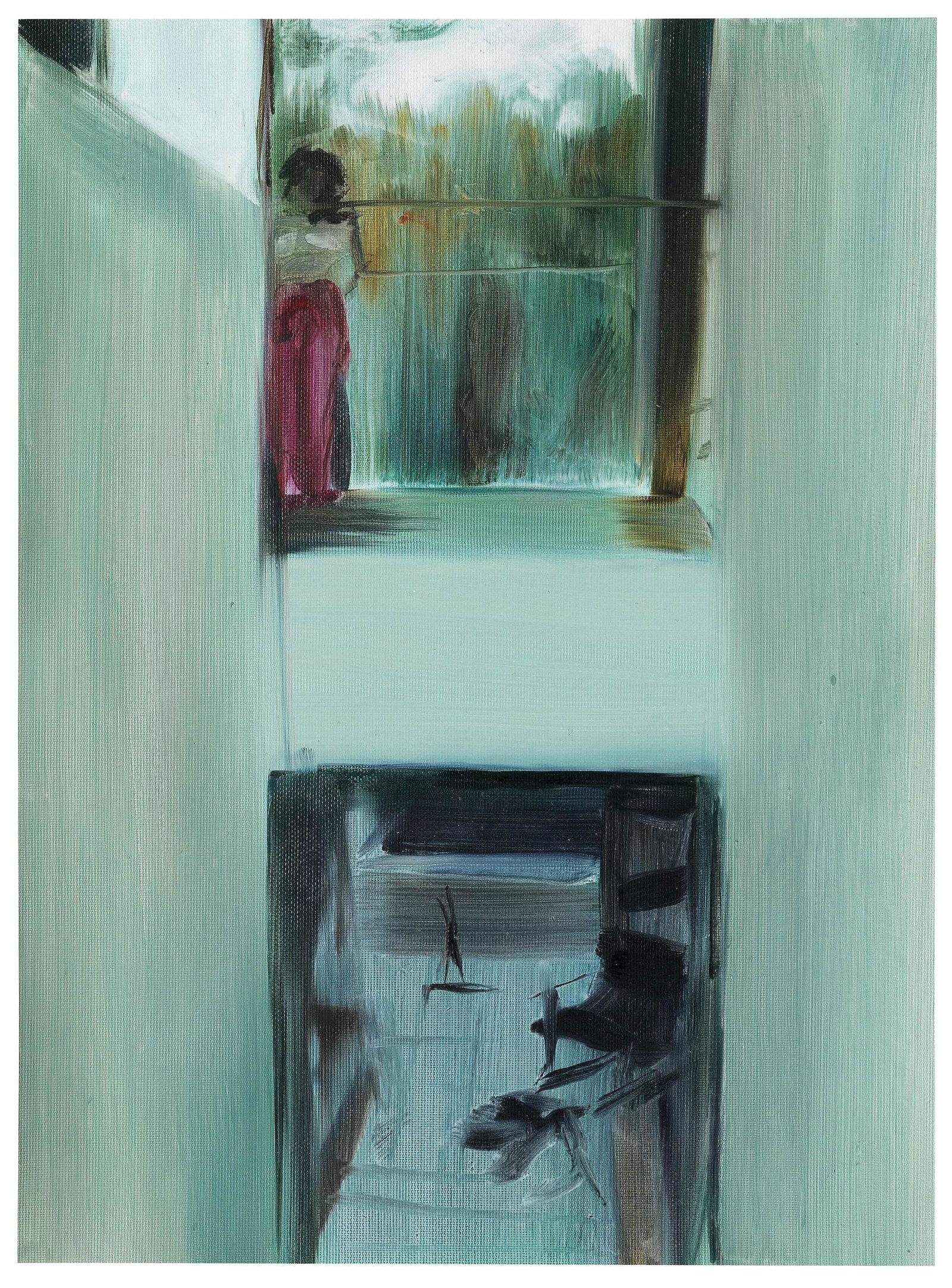 CAROLINE WALKER (B. 1982) Dividing Lines 2011: CAROLINE WALKER (B. 1982) Dividing Lines 2011 signed, titled and dated 2011 on the reverse oil on canvas paper 38.9 by 28.6 cm. 15 5/16 by 11 1/4 in. Footnotes: Provenance