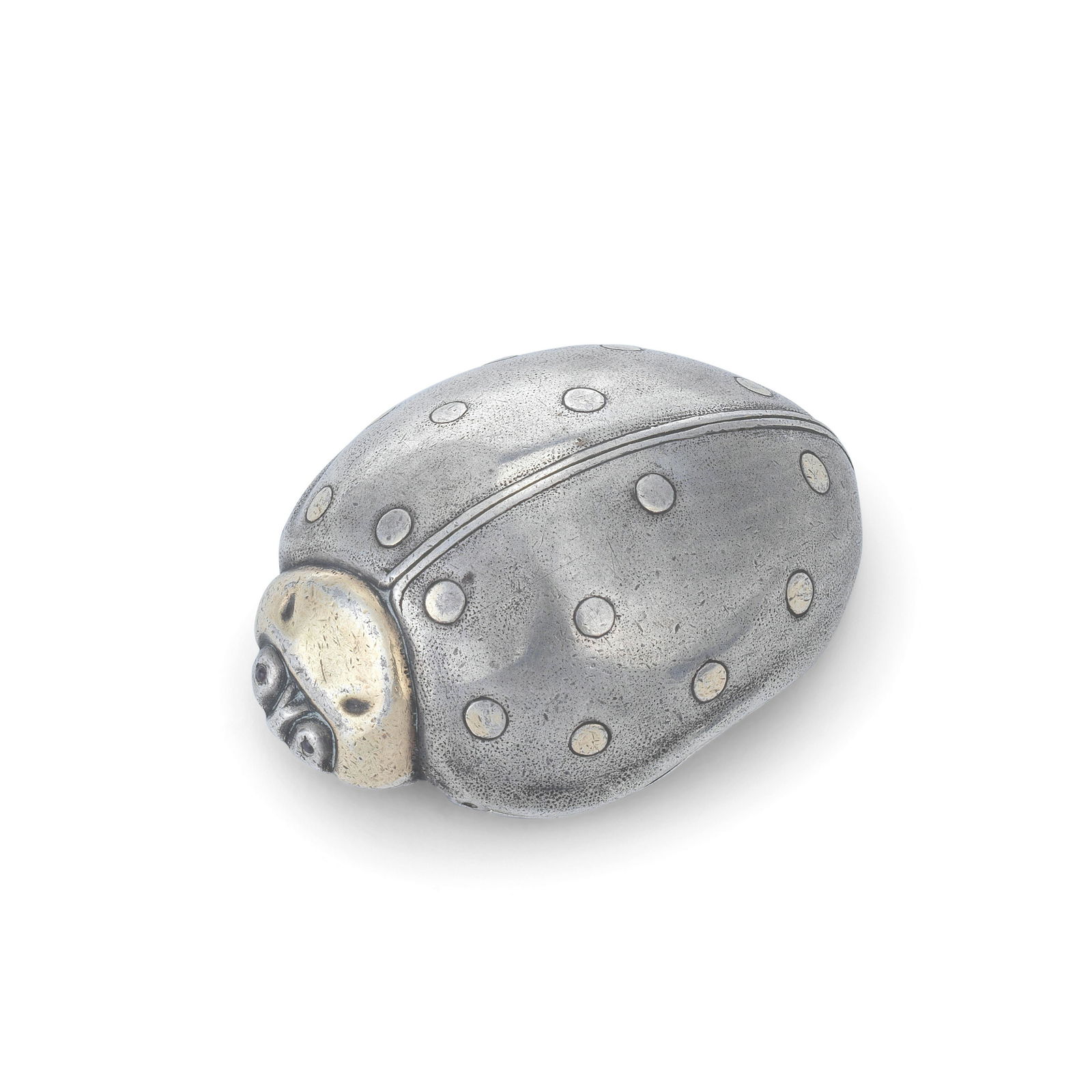 A continental 19th century silver-gilt ladybird pill box no maker's mark, possibly Paris circa 1... (1 of 3)