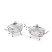 A pair of George III silver sauce tureens and covers Francis Crump, London 1771 (1 of 3)