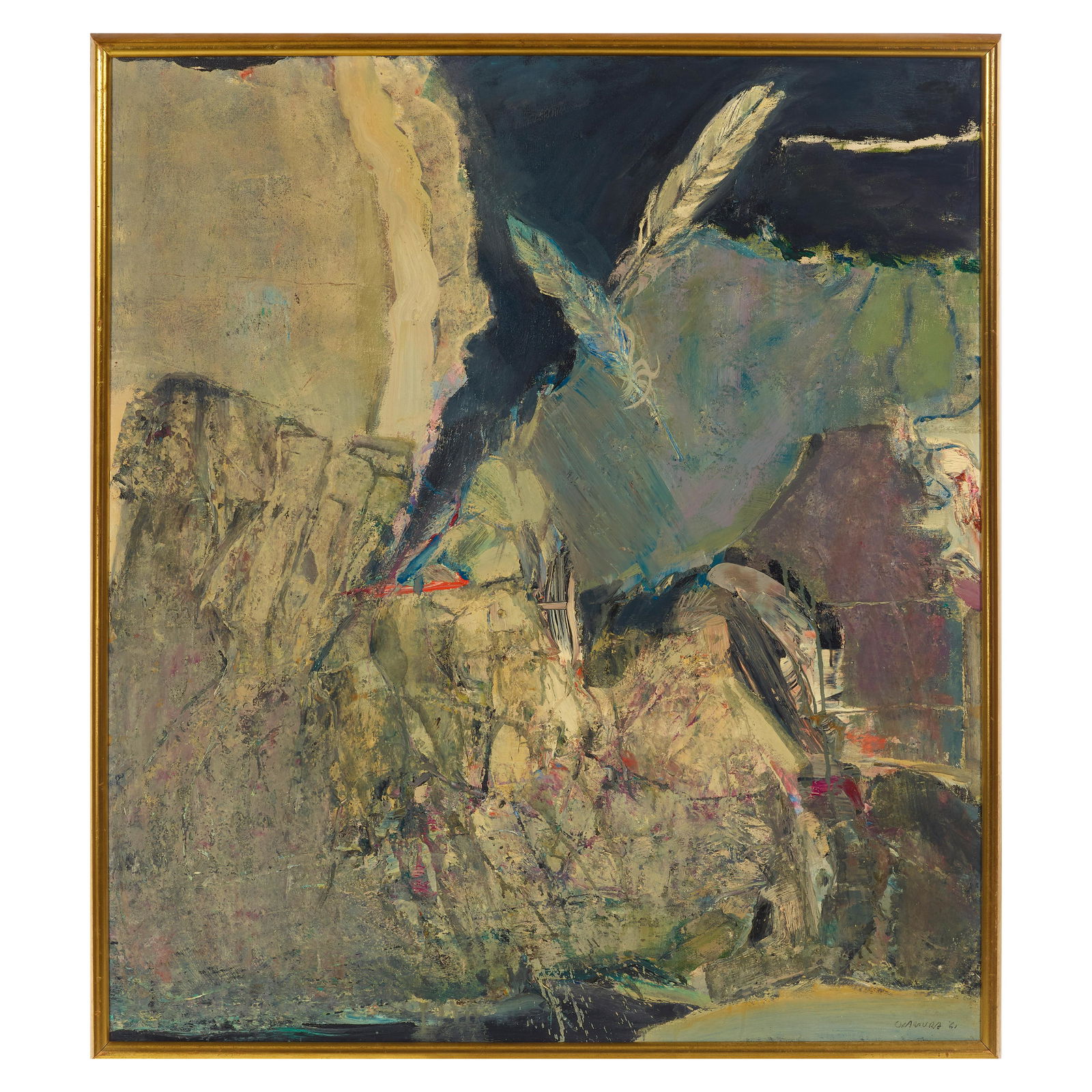 ARTHUR OKAMURA (1932-2009) Rock and Feathers1961oil on canvas, signed and dated 'OKAMURA '61' lo... (1 of 3)