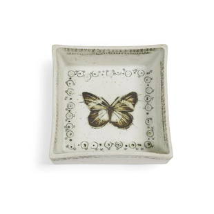 RUT BRYK (1916-1999) Butterfly Dish1950sfor Arabia, porcelain relief, incised 'BRYK ARABIA' on u...: RUT BRYK (1916-1999) Butterfly Dish 1950s for Arabia, porcelain relief, incised 'BRYK ARABIA' on underside height 1 1/2in (4cm); width 4 3/4in (12cm); depth 4 3/4in (12cm) Footnotes: Provenance Bisarr