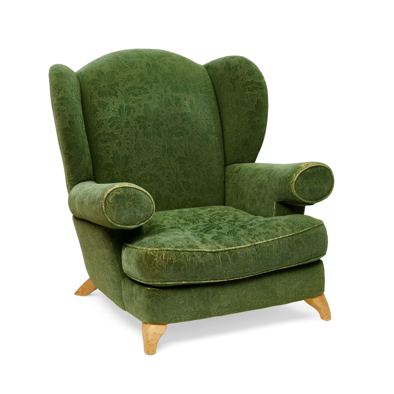 ROY MCMAKIN (BORN 1965) Wingback Armchair1990sfor Domestic Furniture Co., upholstery, mapleheigh...: ROY MCMAKIN (BORN 1965) Wingback Armchair 1990s for Domestic Furniture Co., upholstery, maple height 39 1/2in (100cm); width 37in (94cm); depth 37in (94cm) Footnotes: Provenance Collection of Robert B