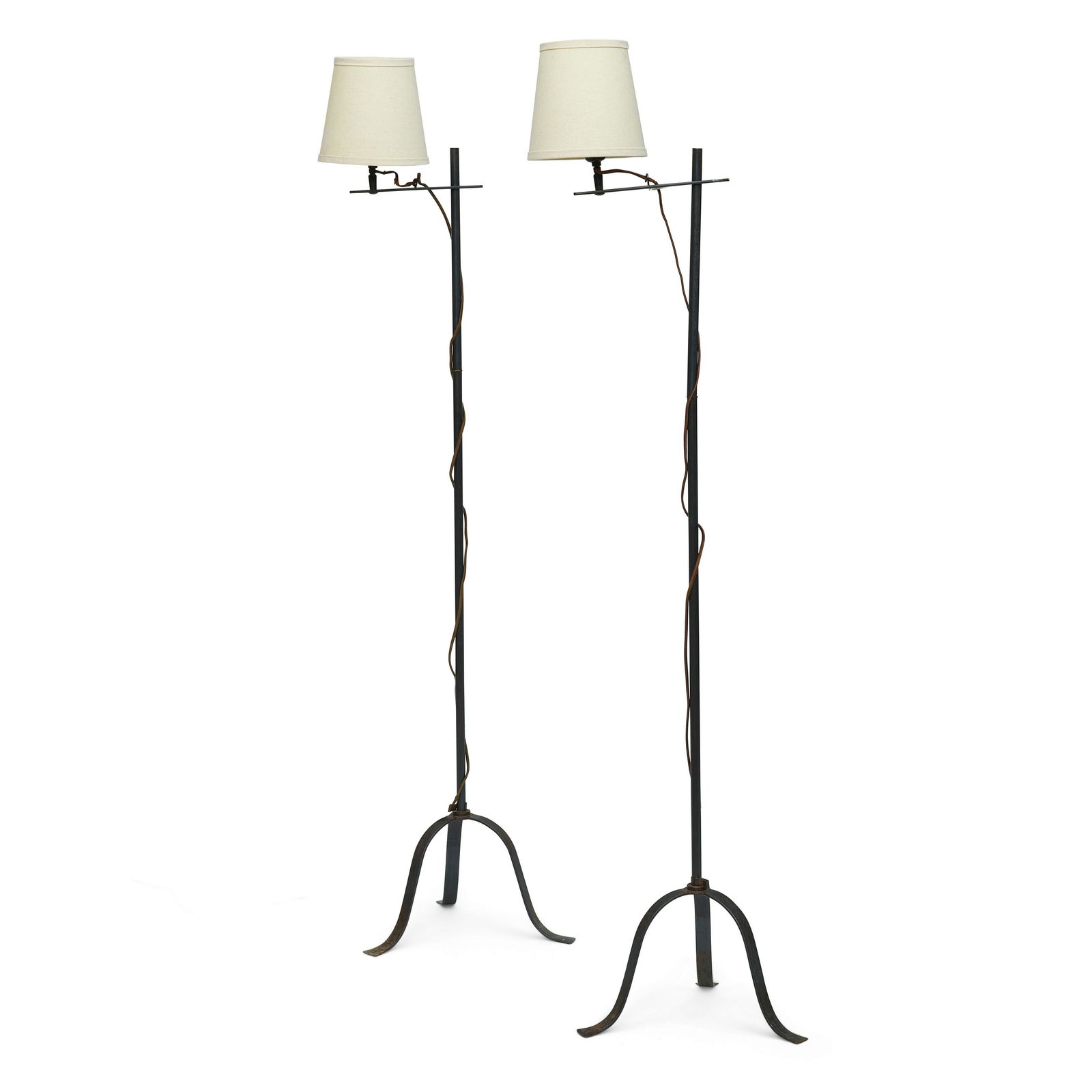 ROY MCMAKIN (BORN 1965) Pair of Custom Floor Lampsfor Domestic Furniture Co., ironheight 54 1/2i...: ROY MCMAKIN (BORN 1965) Pair of Custom Floor Lamps for Domestic Furniture Co., iron height 54 1/2in (138.5cm); widest width 14in (36cm) Footnotes: Provenance Collection of Robert Biggs This lot is sub