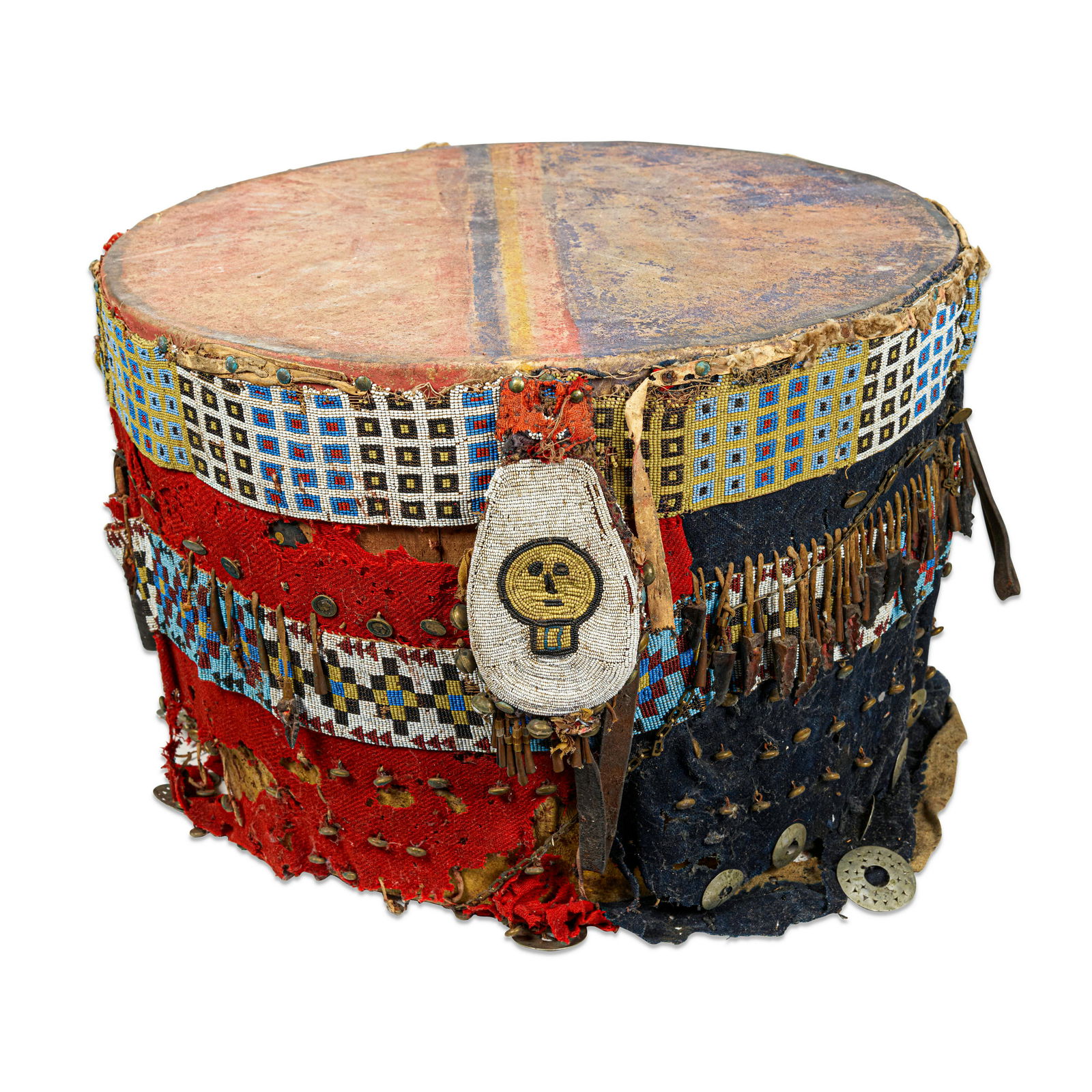 A Ho-Chunk (Winnebago) dance society drum and supports (1 of 7)