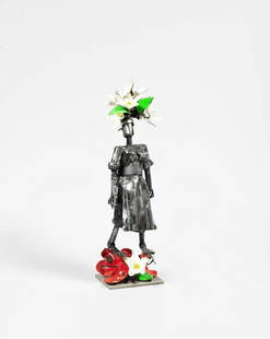 Sokari Douglas Camp (Nigerian, born 1958) Slave Maid, and we rise, 2020 54 x 17 x 17cm (21 1/4 x...: Sokari Douglas Camp (Nigerian, born 1958) Slave Maid, and we rise, 2020 painted steel 54 x 17 x 17cm (21 1/4 x 6 11/16 x 6 11/16in). This lot is subject to the following lot symbols: AR A&
