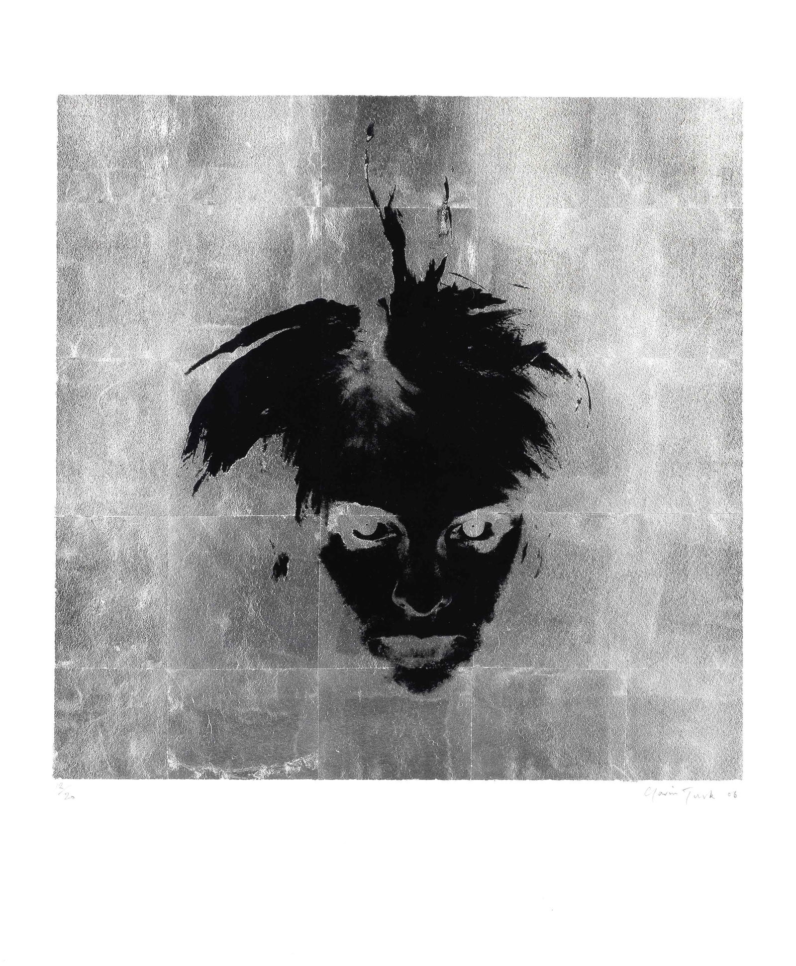 Gavin Turk (born 1967) Me as Him (Silver), 2006: Gavin Turk (born 1967) Me as Him (Silver), 2006 signed, dated and numbered 12/20 in pencil screenprint and palladium leaf 51 x 41.5cm (20 1/16 x 16 5/16in). This lot is subject to the following