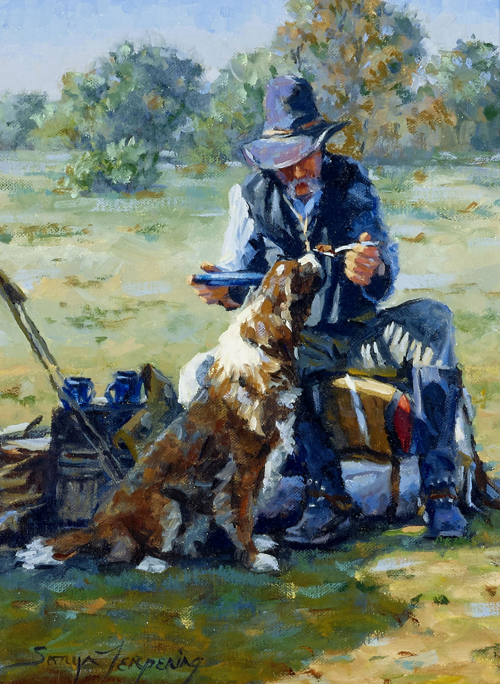 Sonya Terpening (born 1953) Last Bite 12 x 9 in. framed 19 x 15 1/2 in.: Sonya Terpening (born 1953) Last Bite signed 'Sonya Terpening' (lower left) and signed again and titled (on the reverse) oil on canvas panel 12 x 9 in. framed 19 x 15 1/2 in. Footnotes: Provenance<