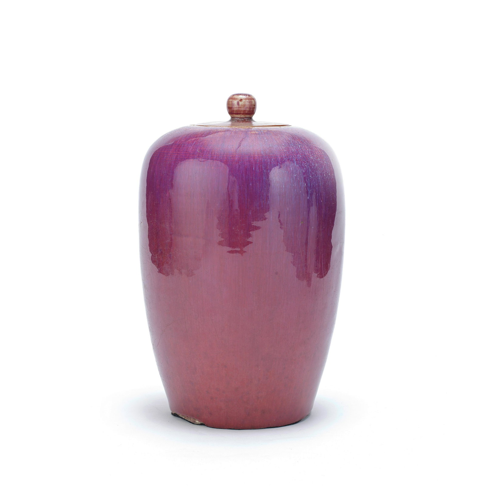 A FLAMBÉ GLAZED JAR AND COVER 19th century (1 of 1)