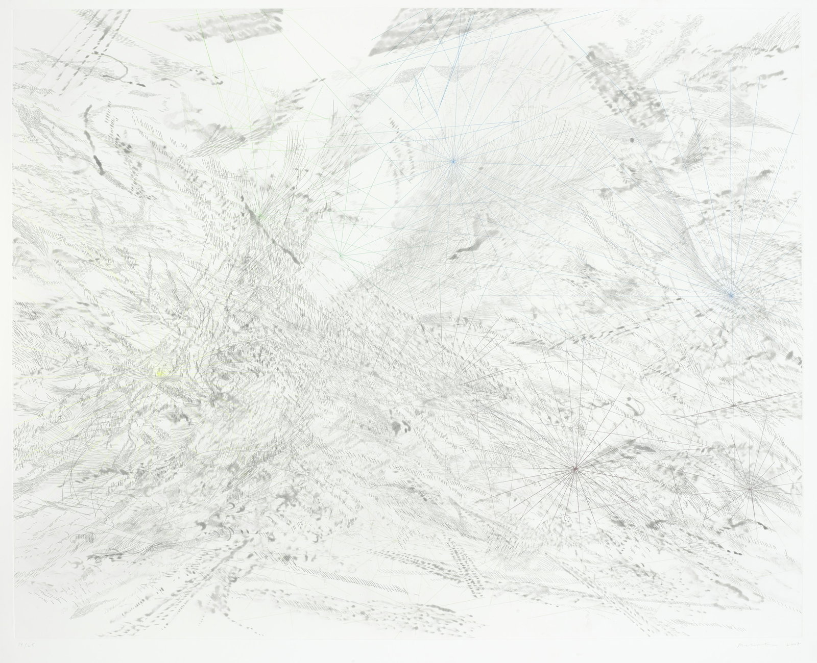 Julie Mehretu (born 1970); Unclosed;: Julie Mehretu (born 1970) Unclosed, 2007 Hard ground etching in colors with spit bite aquatint and drypoint, signed in pencil, dated and numbered 14/25, with the blindstamp of the publisher/printer Cr