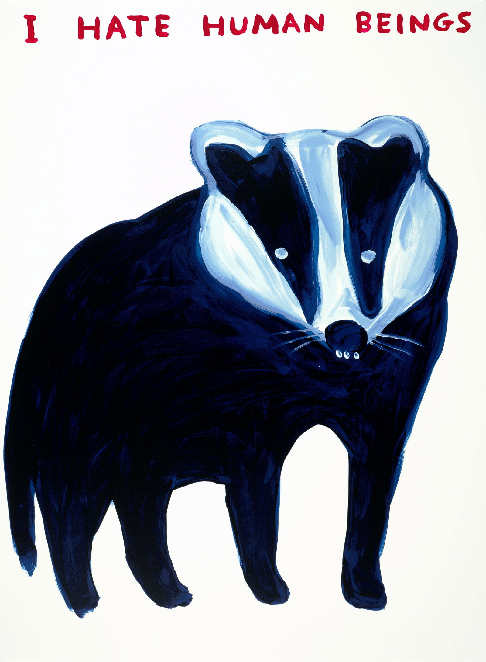 David Shrigley (born 1968); I Hate Human Beings ;: David Shrigley (born 1968) I Hate Human Beings , 2021 Screenprint in colors on wove paper, initialed in black ink and dated on the accompanied certificate of authenticity, numbered 78/125 on the rever