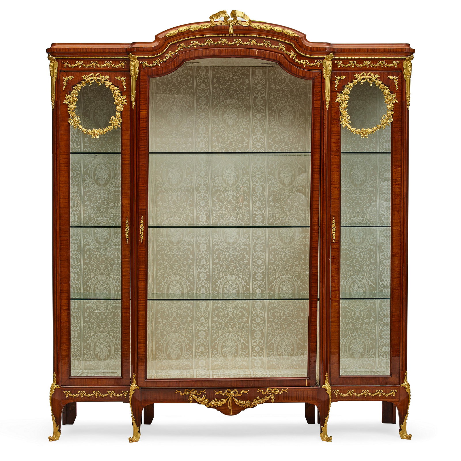 A LOUIS XVI STYLE GILT BRONZE MOUNTED MAHOGANY VITRINEIn the manner of François Linke (1 of 3)