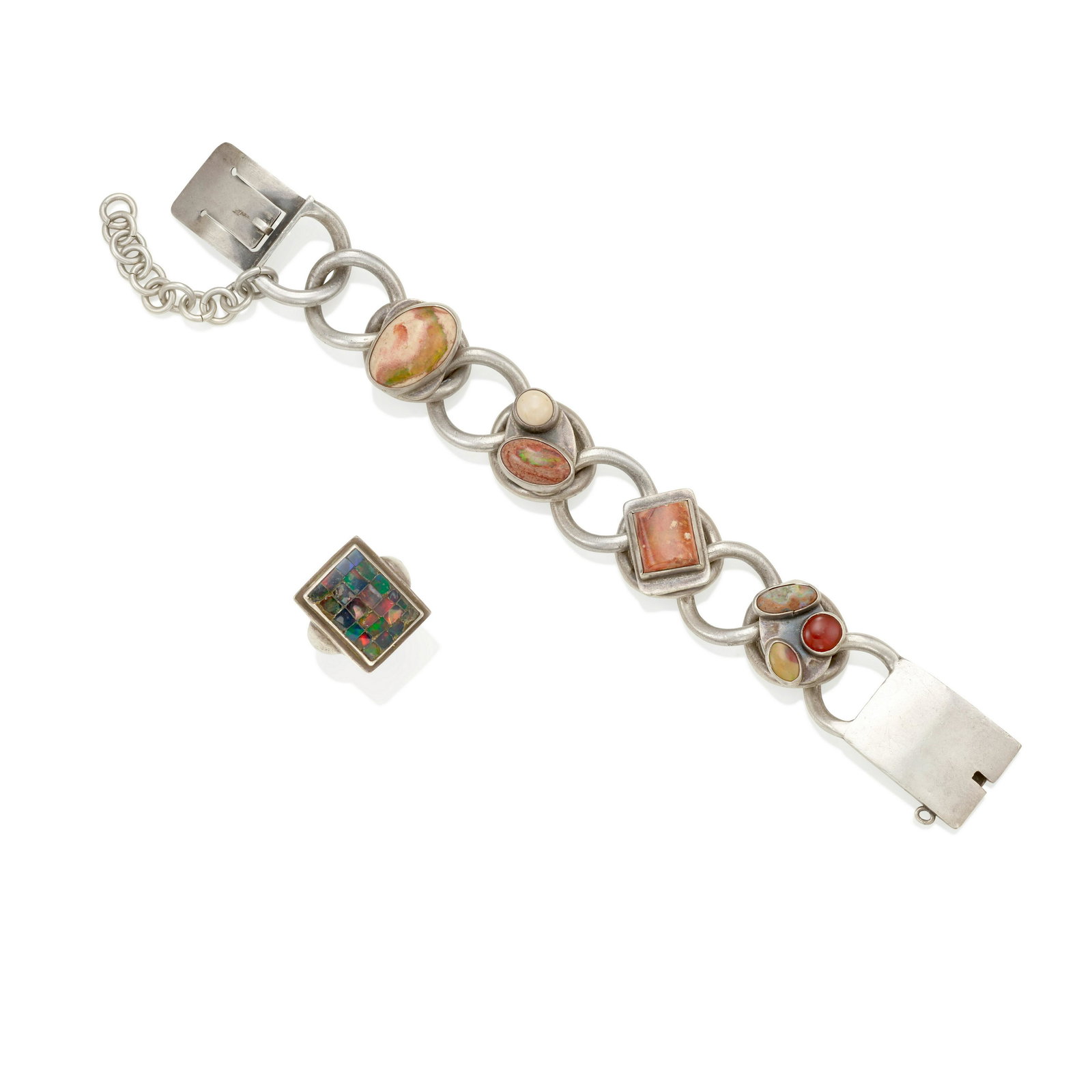 CARMEN BECKMAN: A SET OF SILVER AND OPAL JEWELRY, MEXICO (1 of 2)