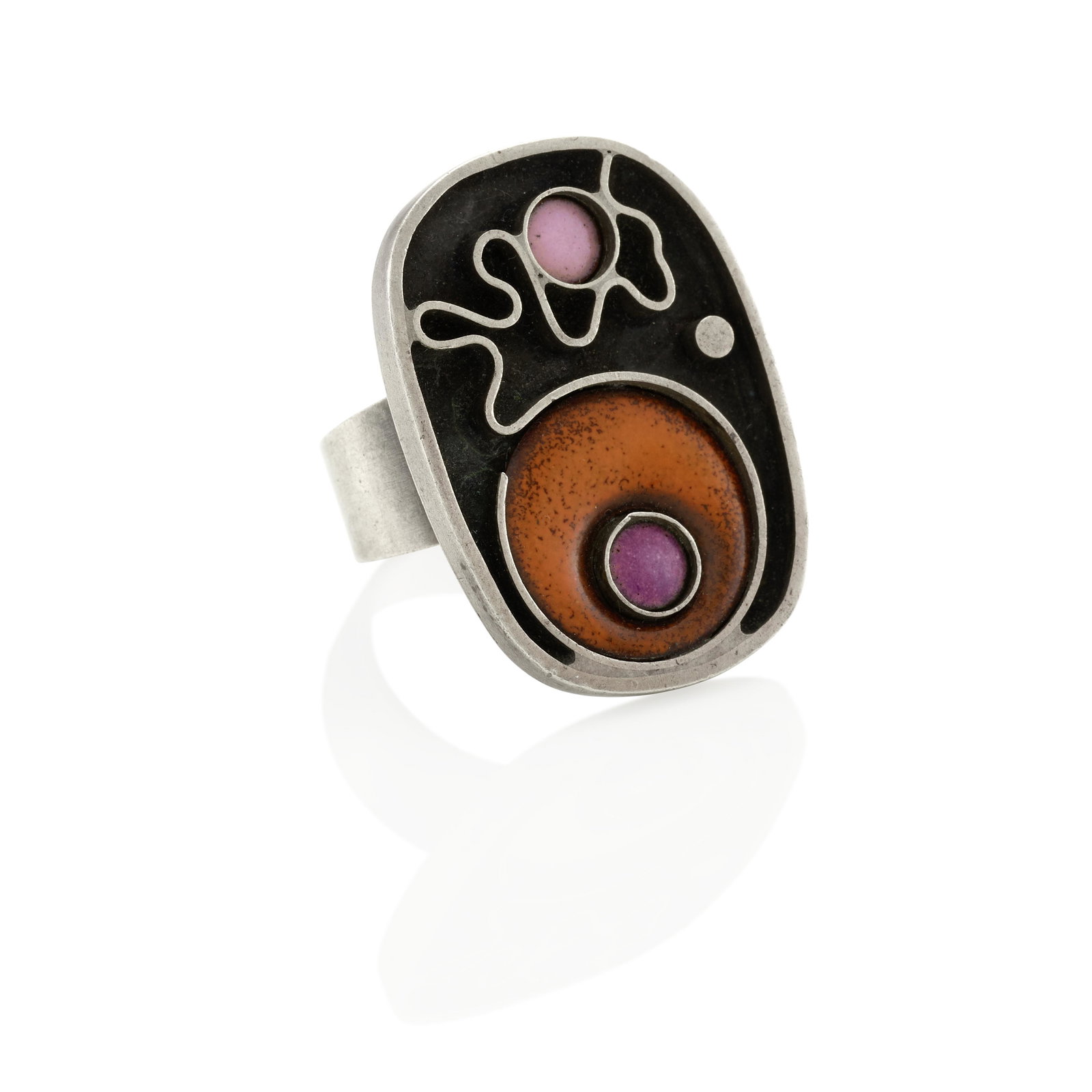 JAMES PARKER: A SILVER AND ENAMEL RING (1 of 3)