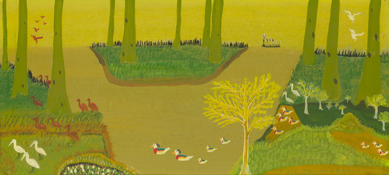 Earl Cunningham (1893-1978) Bird's Day Out 6 1/2 x 13 7/8 in. (16.5 x 35.2 cm.) (1 of 1)