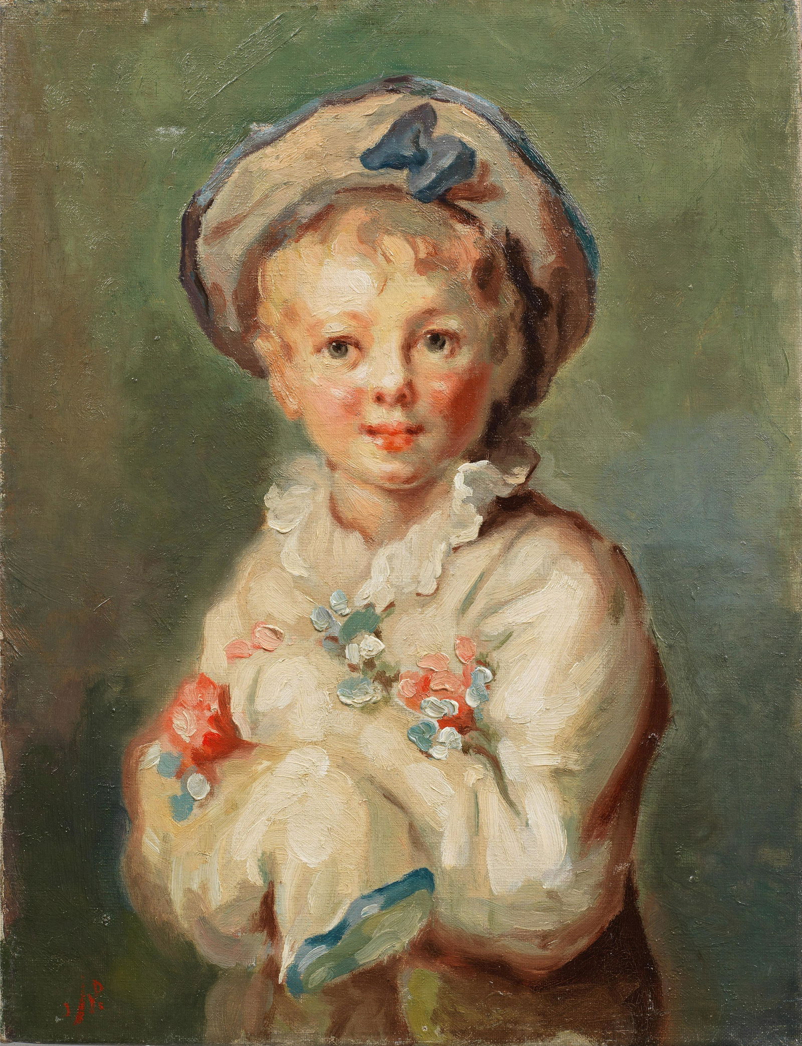 Jewad Selim (Iraq, 1919-1961) 'A Boy as Pierrot' after Jean-Honoré Fragonard: Jewad Selim (Iraq, 1919-1961) 'A Boy as Pierrot' after Jean-Honoré Fragonard oil on canvas signed 'Jewad' in Arabic (lower left), executed circa late 1930's 40 x 30cm (15 3/4 x 11 13/16in). Fo