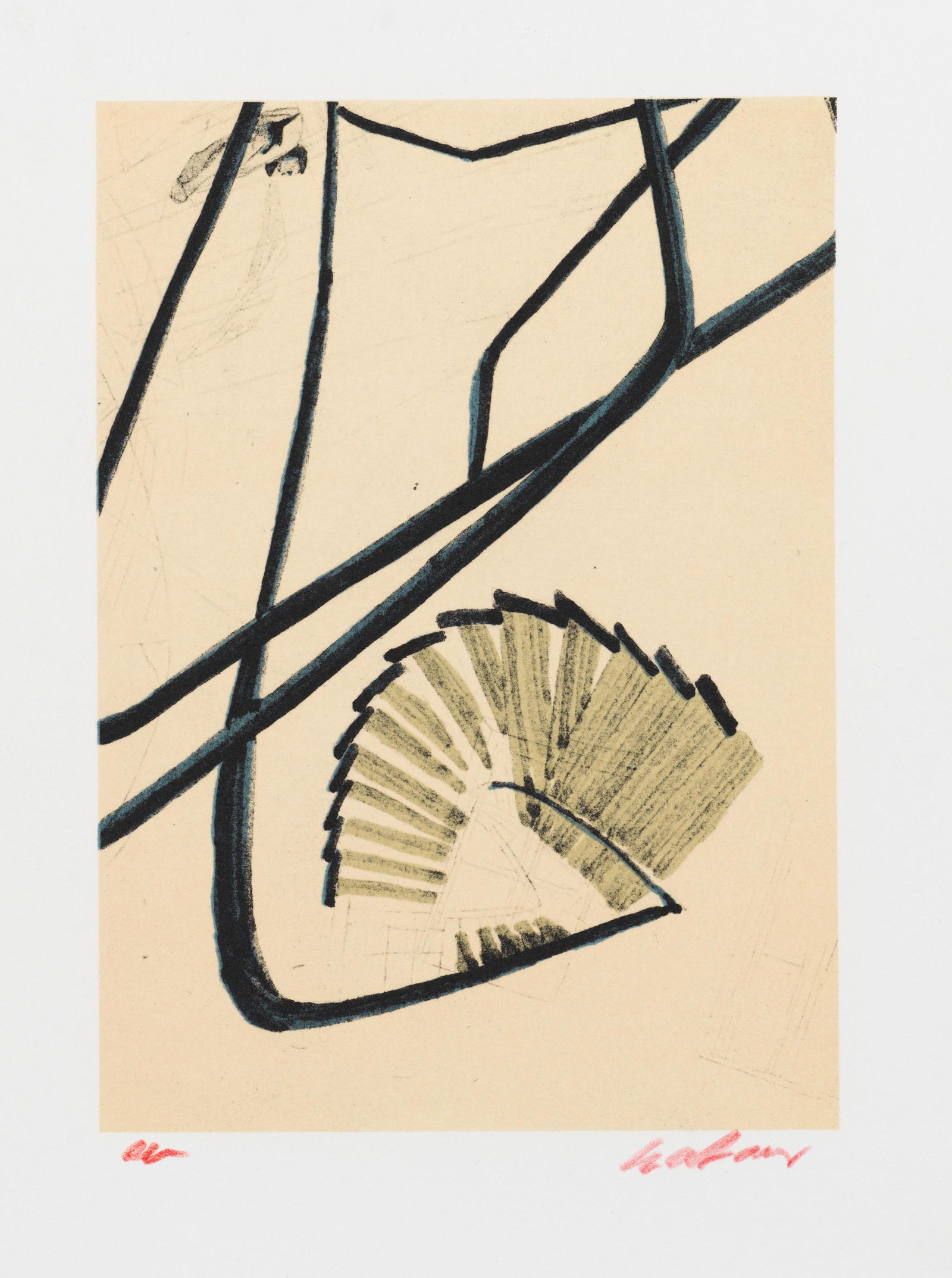 Sam SZAFRAN (1934-2019) L'ESCALIER Lithographie en couleurs Signée et annotée EA au c...: Sam SZAFRAN (1934-2019) L'ESCALIER Lithographie en couleurs Signée et annotée EA au crayon rouge 29 x 21 cm This lot is subject to the following lot symbols: AR AR Goods subj