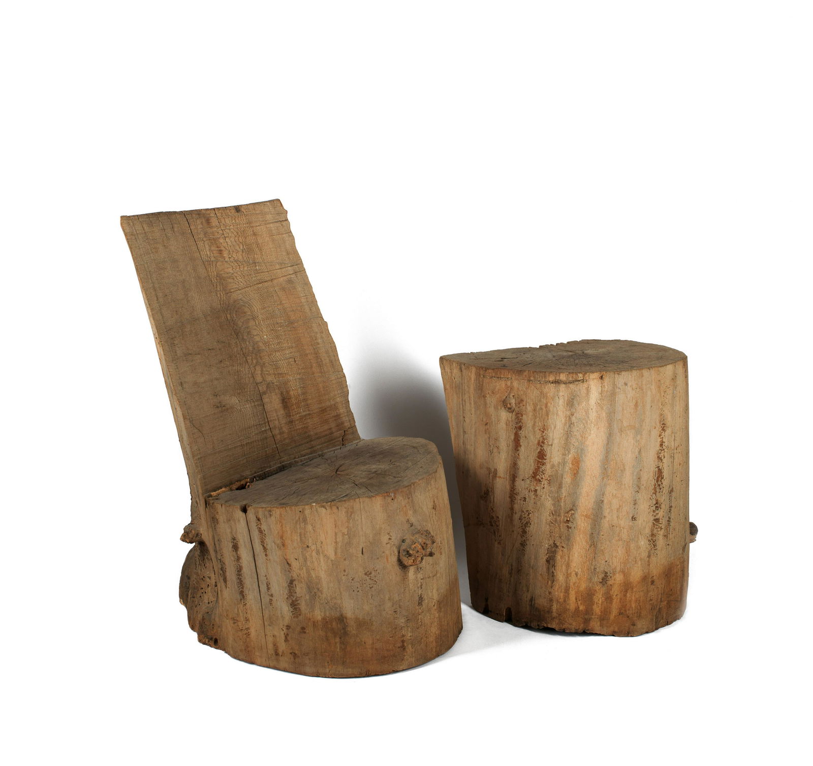 David Nash R.A. (British, born 1945) Table and Chair chair: 84 x 66.5 x 52.5cm (33 1/16 x 26 3/1...: David Nash R.A. (British, born 1945) Table and Chair elm chair: 84 x 66.5 x 52.5cm (33 1/16 x 26 3/16 x 20 11/16in); table: 53 x 49 x 38.5cm (20 7/8 x 19 5/16 x 15 3/16 in) Executed in 1979 Footnotes: