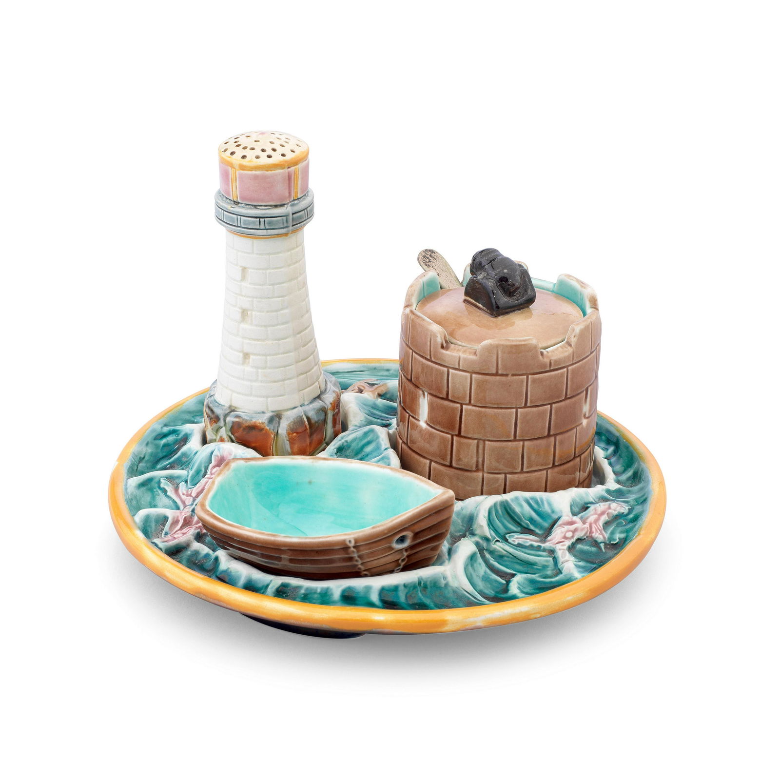 A rare Wedgwood majolica cruet set, circa 1875 (1 of 1)