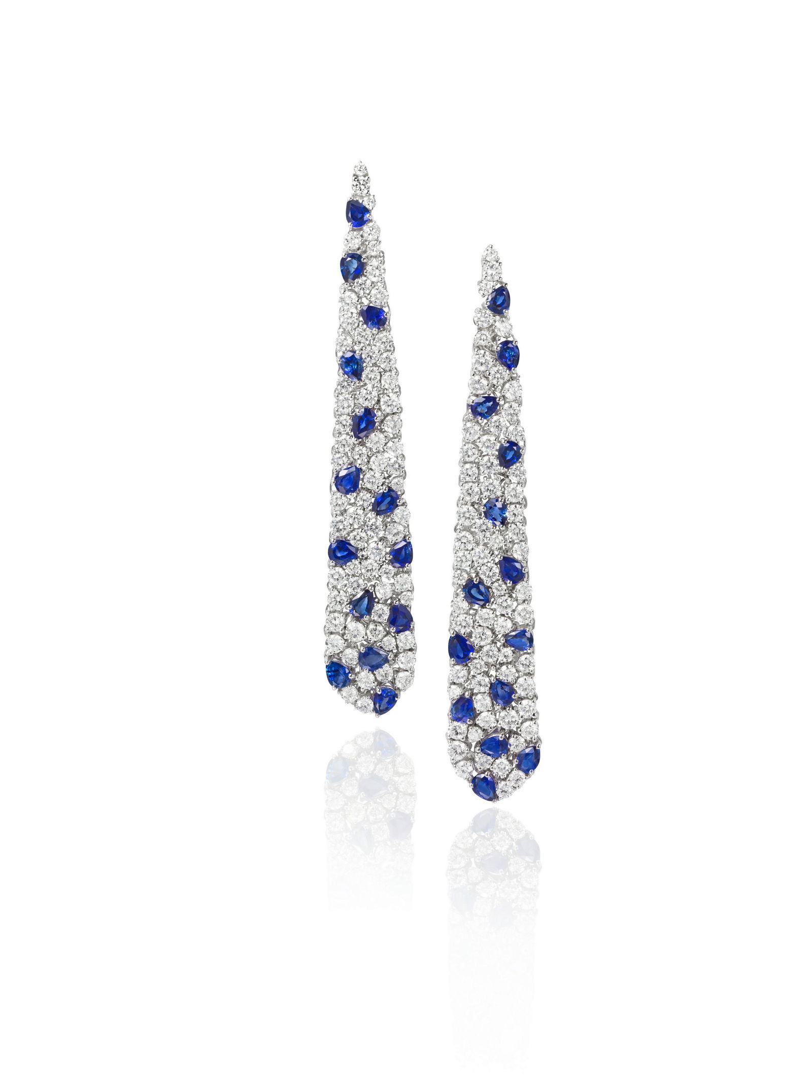 A PAIR OF DIAMOND AND SAPPHIRE EAR PENDANTS (1 of 2)