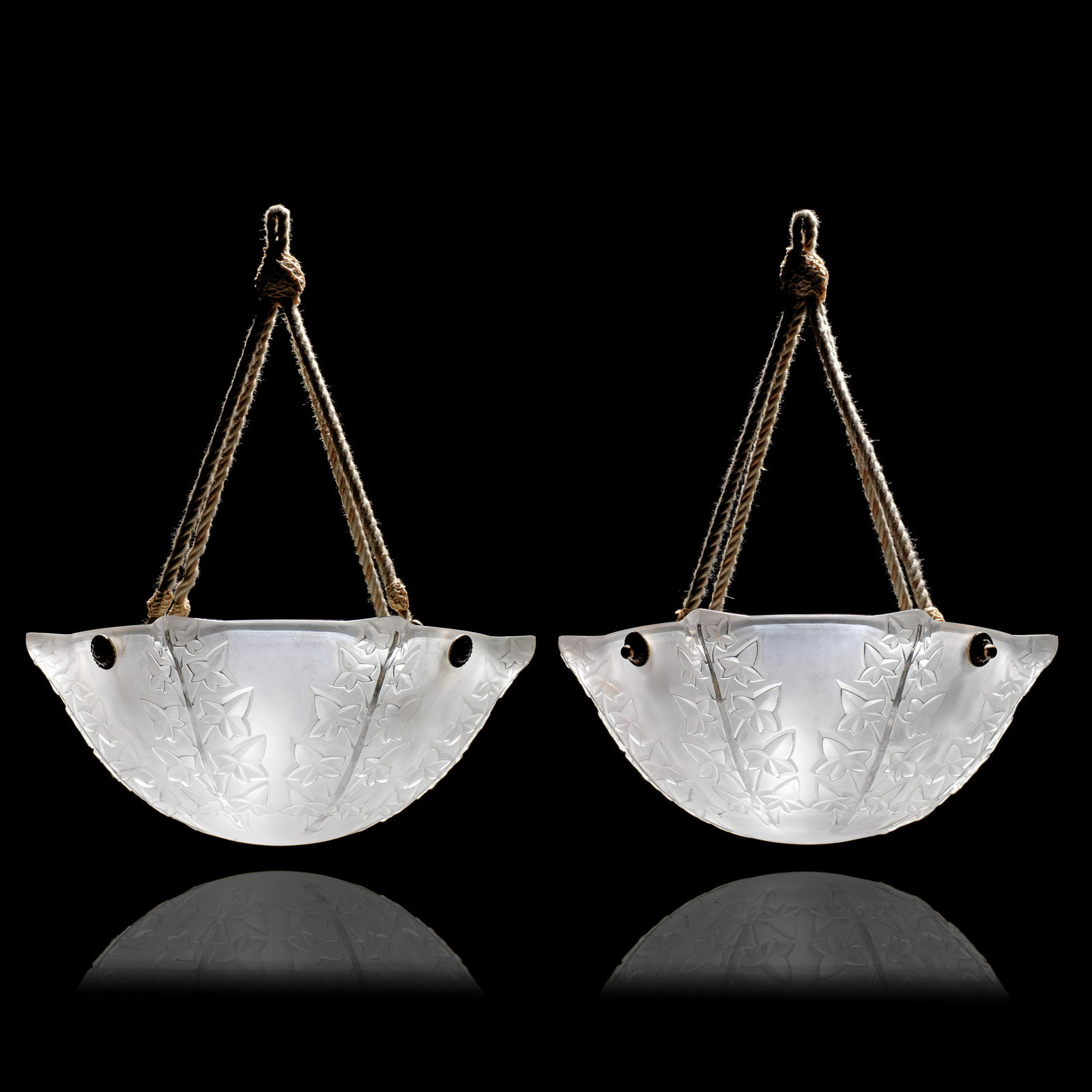 René Lalique Pair of 'Lierre' ceiling lights, designed 1927 (1 of 1)