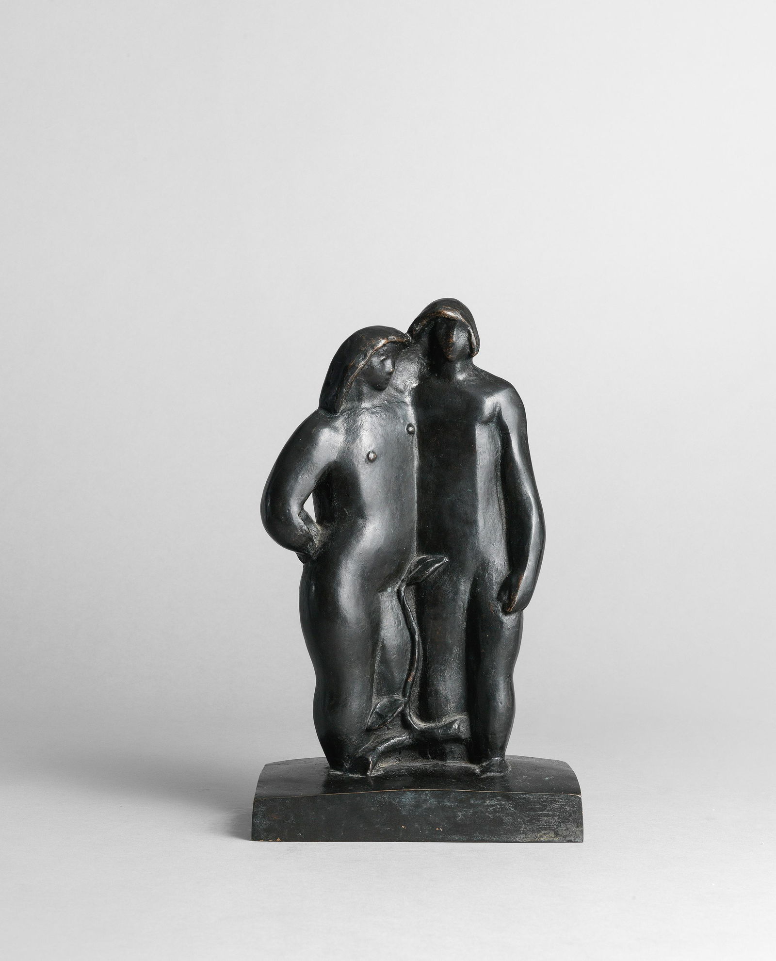 Joseph Csaky 'Adam and Eve' sculpture, (second version), designed circa 1932, posthumous cast: Joseph Csaky 'Adam and Eve' sculpture, (second version), designed circa 1932, posthumous cast Bronze. 29.5 x 17.6 x 11.2cm Base incised CSAKY. Together with a certificate of authenticity from the Comi