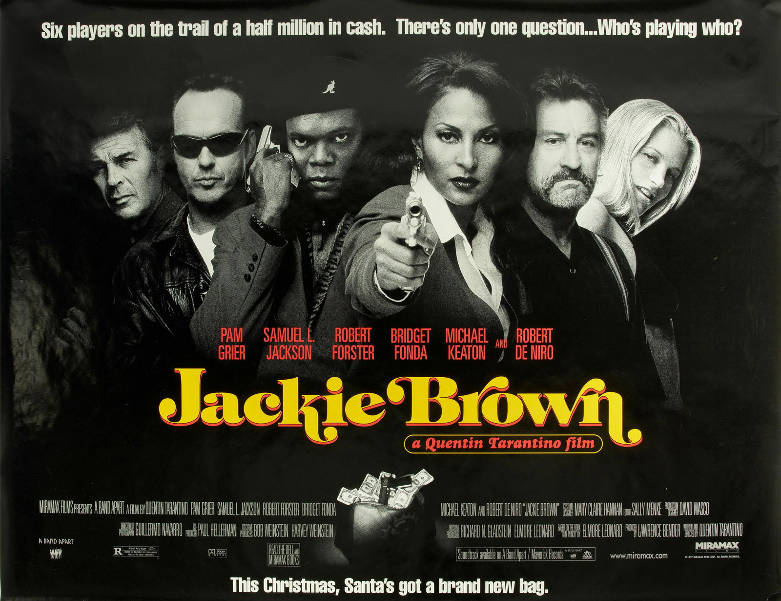 JACKIE BROWN: JACKIE BROWN Miramax, 1997. A collection of seven U.S. movie posters including a set of five bus shelter teasers, each featuring the main characters played by Robert De Niro, Pam Grier, Samuel L. Jack
