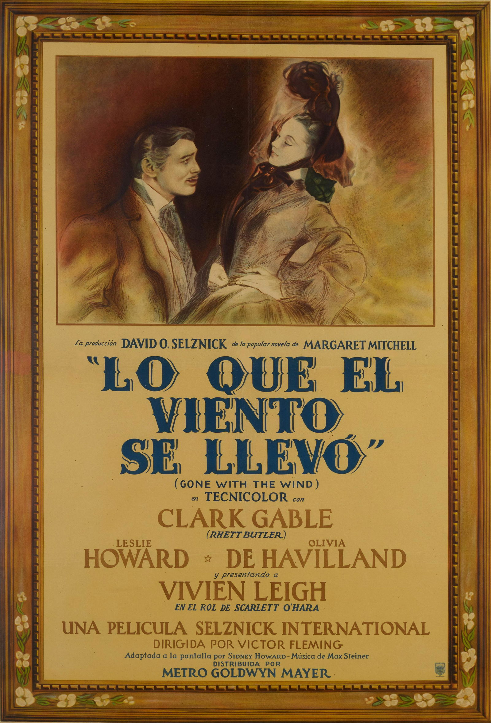 GONE WITH THE WIND: GONE WITH THE WIND Selznick International Pictures, 1939. Argentinian poster, 1940 (first release for this country). framed 48 1/2 x 34 in. Footnotes: Provenance The Collection of Dr. Christopher Sull