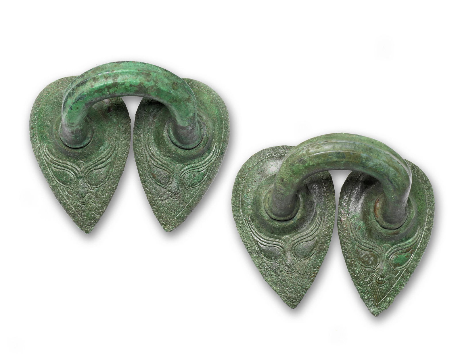 A pair of Etruscan bronze stamnos handles 2 (1 of 2)