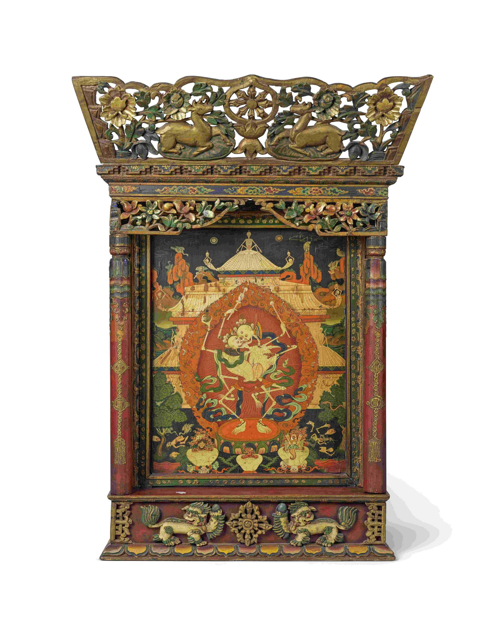 AUTEL DE CHITIPATI EN BOIS PEINT  MONGOLIE, XIXE SIÈCLE (1 of 1)