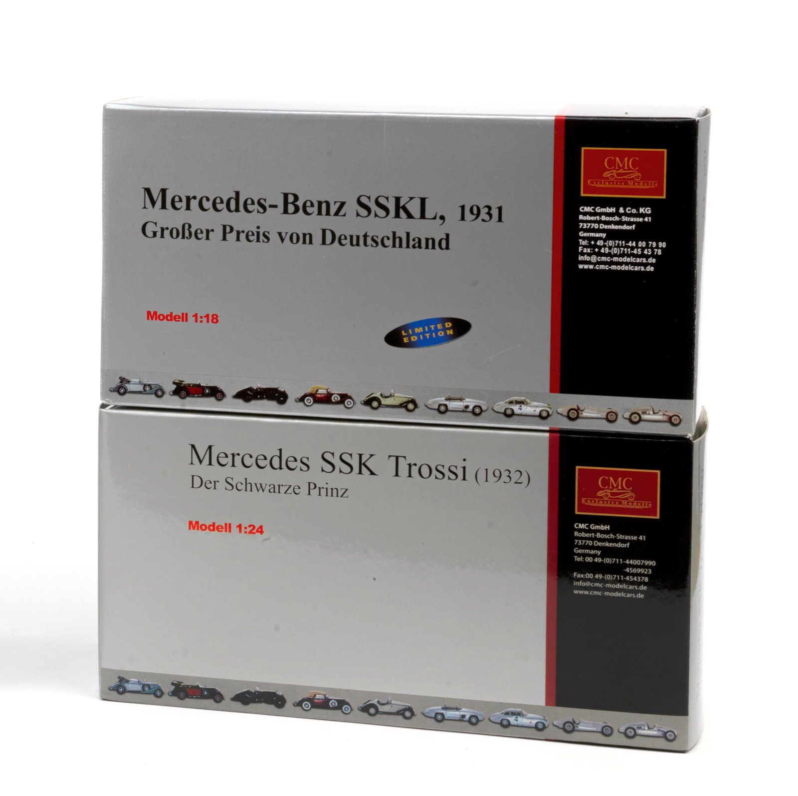 Two boxed Mercedes-Benz SSK and SSKL scale models, by CMC Models of Germany,  ((2)) (1 of 1)